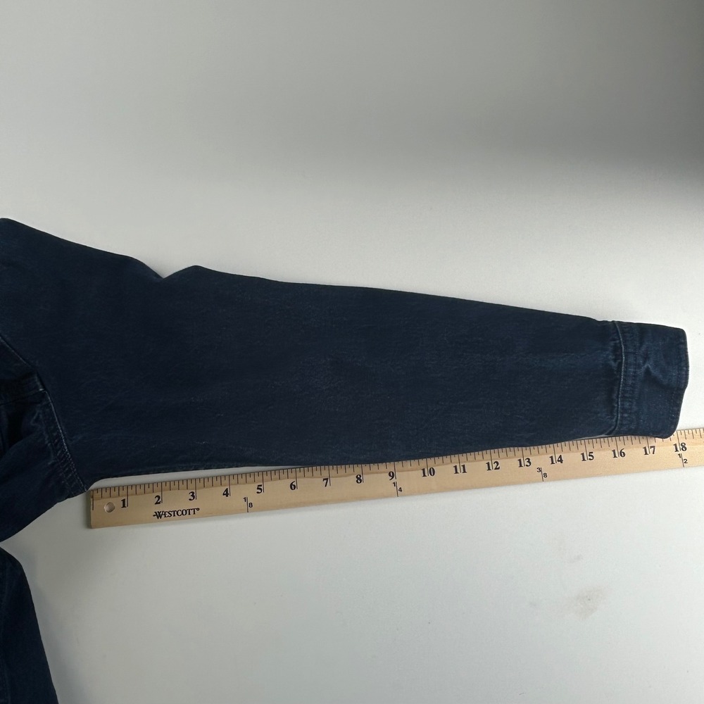 L.L. Bean WMNS S Biker VTG Denim Trucker Jacket Indigo Blue Cotton Button - Picture 9 of 10